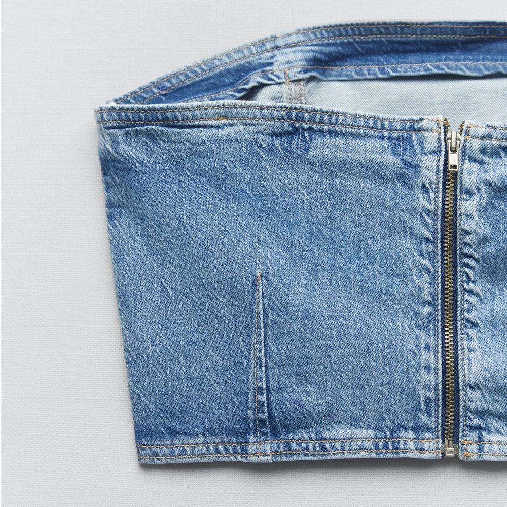 Zara CROPPED DENIM TOP